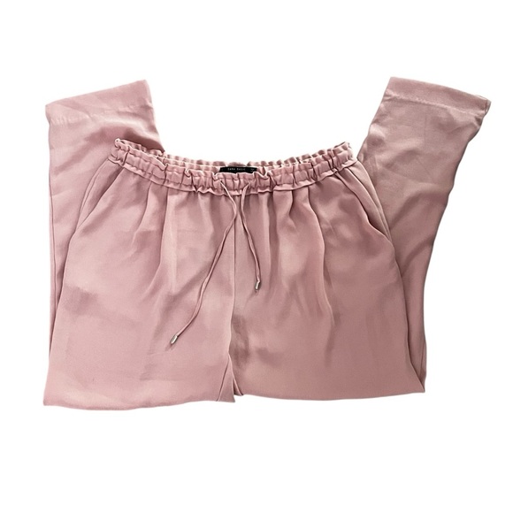 Zara Mauve Pink Drawstring Pants Women’s XL Elastic Waist Flowy - Picture 1 of 9